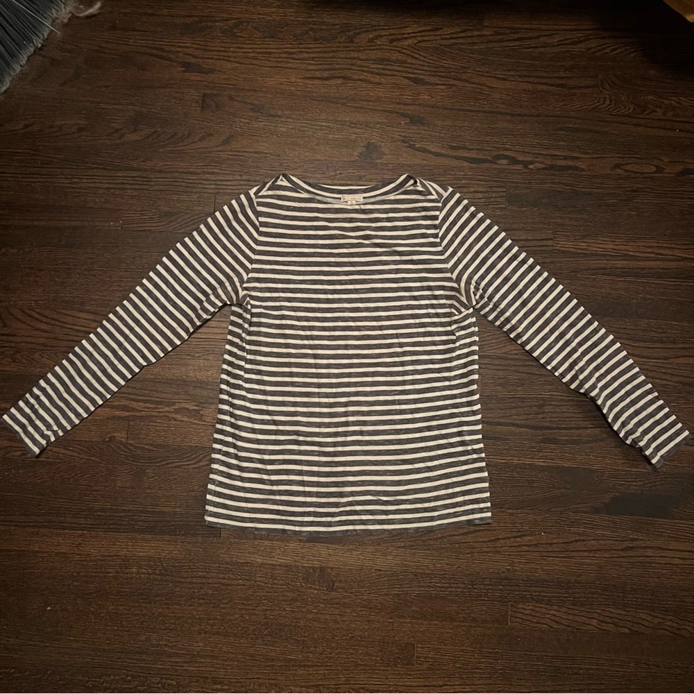 Gap, long sleeve shirts, gray, and white striped